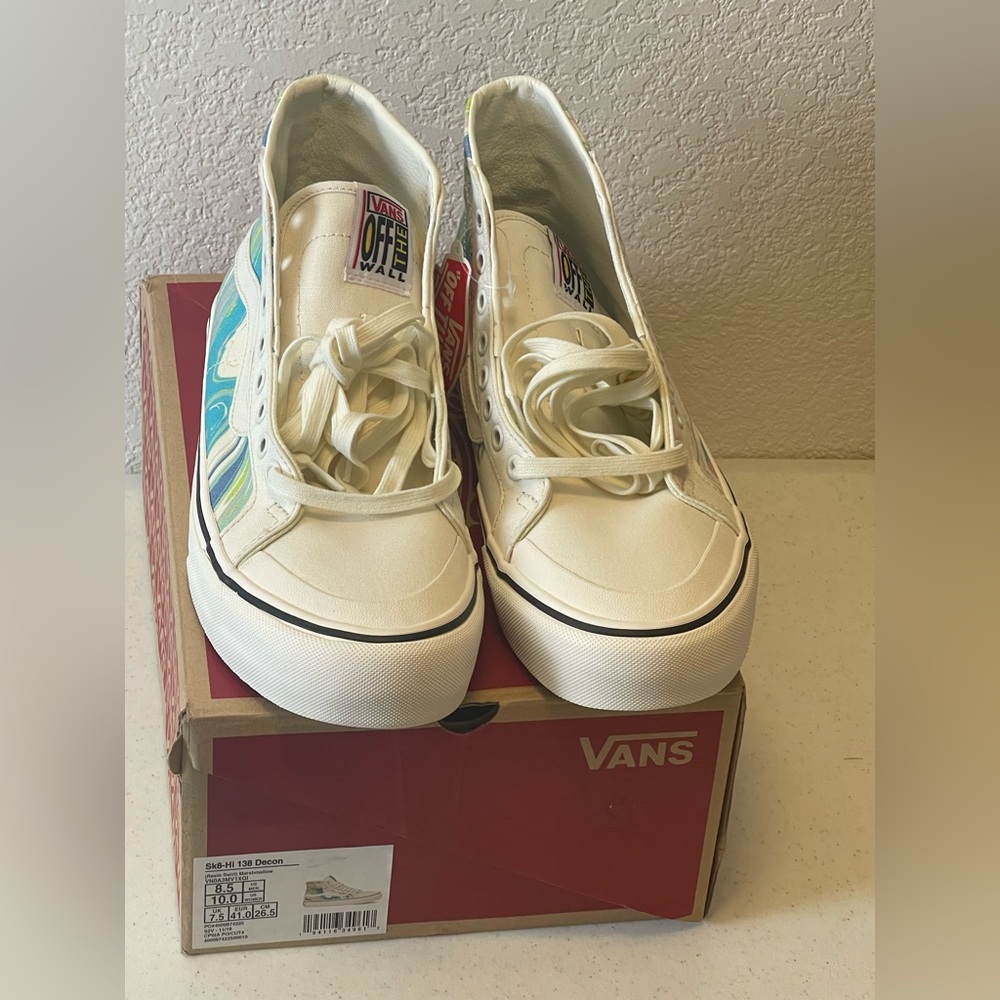 NEW Vans Sk8 - HI White Aqua Canvas Sneakers ~ Size 10.0 Women / 8.5 Men’s